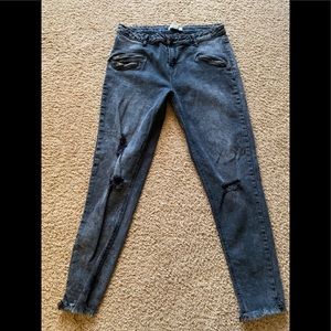 Adam Levine black denim jeans fringe bottom